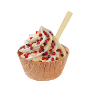 Sundae Extra Cheesecake Framboos mix choc,Soft Ice Corner,Angelo,Good Choice;Klein 3,35, Groot 3,85